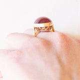 Anello da cocktail vintage in oro giallo 18K con tormalina rosa (12ct ca.), anni ‘60/‘70