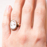 Anello vintage in oro giallo 9K con cammeo su conchiglia, anni ‘40/’50