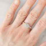 Anello a fiore vintage in oro giallo 9K con diamanti (0.25ctw ca.), anni ‘80