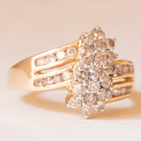 Anello vintage in oro giallo e bianco 14K con diamanti di taglio brillante (1ctw ca.), anni ‘70