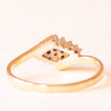 Anello vintage in oro giallo e bianco 9K con diamanti (0.08ctw ca.), anno 1993