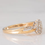 Anello a fiore vintage in oro giallo 9K con diamanti (0.25ctw ca.), anni ‘90