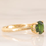 Solitario vintage in oro giallo 8K con cromodiopside (1ct ca.), anni ‘80