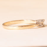 Trilogy vintage in oro giallo e bianco 9K con diamanti di taglio carré (0.25ctw ca.), anni ‘80
