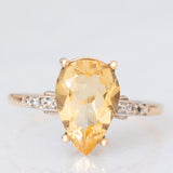 Anello da cocktail vintage in oro giallo 9K con quarzo citrino (2.20ct ca.) e diamanti, anno 2010