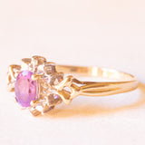 Anello a margherita vintage in oro giallo e bianco 9K con ametista (0.50ct ca.) e diamanti, anni ‘70