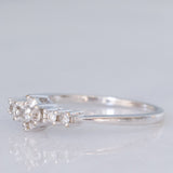 Anello vintage in oro bianco 9K con diamanti di taglio brillante (0.10ctw ca.), anni ‘80/‘90