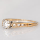 Solitario vintage in oro giallo 9K con diamanti (0.20ctw ca.)