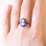 Anello vintage in oro giallo 9K con jasperware, anni ‘60/‘70