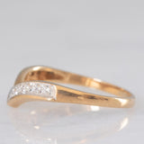 Anello a “V” in oro giallo e bianco 9K con diamanti (0.05ctw ca.), anno 1989