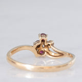 Anello vintage in oro giallo 9K con rubini (0.12ctw ca.) e diamante (0.02ct ca.), anno 1981