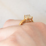 Solitario vintage in oro giallo 9K con quarzo rutilato (1.35ct)