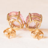 Orecchini punto luce vintage in oro giallo 9K con topazi rosa trattati (4ctw ca.)
