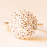 Anello a fiore vintage in oro giallo 9K e diamanti (0.25ctw ca.), anno 1994
