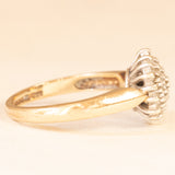 Anello a fiore vintage in oro giallo e bianco 9K con diamanti (0.18ctw ca.), anno 1994