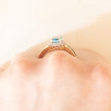 Anello vintage in oro giallo 9K con topazi azzurri (1.64ctw ca.) e diamanti (0.14ctw ca.), anni ‘80