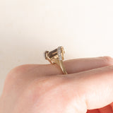 Anello da cocktail vintage in oro giallo 9K con quarzo fumé (2ct ca.) e diamanti (0.05ctw ca.), anni ‘70