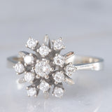 Anello a fiocco di neve in oro bianco 14K con diamanti di taglio brillante (0.50ctw ca.), anni ‘70