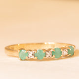 Veretta vintage in oro giallo 9K con smeraldi (0.24ctw ca.) e diamante, anni ‘70/‘80