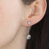 Orecchini pendenti a margherita vintage in platino con zaffiri (0.67ctw) e diamanti di taglio brillante (0.64ctw), anni ‘80/‘90