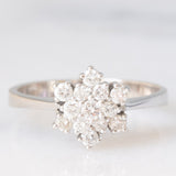 Anello a fiocco di neve in oro bianco 14K con diamanti di taglio brillante (0.55ctw ca.), anni ‘70/‘80