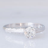Solitario vintage in stile Art Déco in platino con diamante (0.40ct)