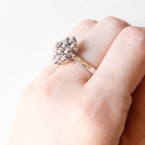 Anello vintage a forma di fiocco di neve in oro bianco 18K con diamanti (0.10ctw ca.), anni ‘70