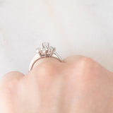 Anello a fiore vintage in platino con diamanti (1ctw), anni '80