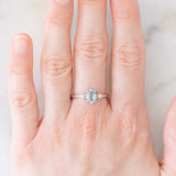 Trilogy vintage in oro bianco 18K con acquamarina (0.60ct ca.) e diamanti, anni ‘80