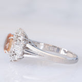 Anello ballerina in platino con topazio imperiale (1.85ct) e diamanti (0.72ctw), anni ‘80/‘90