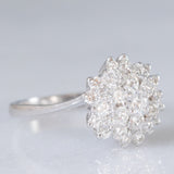 Anello a fiocco di neve in oro bianco 14K con diamanti di taglio brillante (1ctw ca.), anni ‘70/‘80