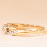 Anello vintage in oro giallo 9K con diamanti (0.15ctw ca.), anni ‘80