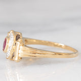 Anello doppio girevole in oro giallo 14K con rubino (0.20ct ca.)/smeraldo (0.14ct ca.) e diamanti, anni ‘80