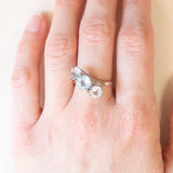 Anello vintage in oro bianco 14K con acquamarine (2.20ctw ca.), anni ‘70/‘80