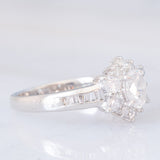 Anello a fiore vintage in platino con diamanti (1.26ctw), anni ‘80