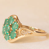 Anello vintage in oro giallo 14K con smeraldi (1.20ctw ca.), anni ‘70