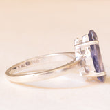 Anello vintage in oro bianco 9K con iolite di taglio marquise (1.10ct ca.), anni ‘80 ca.