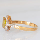 Anello a margherita in oro giallo 9K con sfene (0.98ct) e zirconi