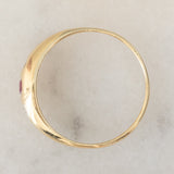 Trilogy gypsy vintage in oro giallo 14K con rubino e diamanti, anni ‘70/‘80