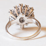 Anello vintage a forma di fiocco di neve in oro bianco 18K con diamanti (0.10ctw ca.), anni ‘70
