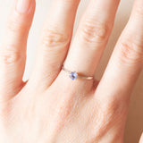 Solitario vintage in oro bianco 9K con tanzanite (0.15ct ca.), anni ‘90