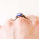 Anello vintage in oro giallo 9K con jasperware, anni ‘60/‘70