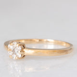Anello a fiore vintage in oro giallo 14K con diamanti di taglio brillante (0.10ctw ca.), anni ‘80