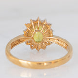 Anello a margherita in oro giallo 9K con sfene (0.98ct) e zirconi
