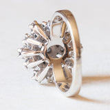 Anello vintage a forma di fiocco di neve in oro bianco 18K con diamanti (0.10ctw ca.), anni ‘70