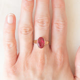 Anello da cocktail vintage in oro giallo 8K con rubino sintetico (10ct ca.), anni ‘70