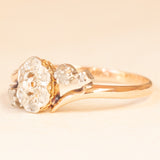 Anello antico in oro giallo e bianco 18K con diamanti di taglio rosetta, anni ‘30
