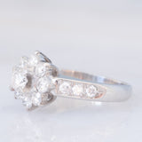 Anello a fiore vintage in platino con diamanti (1ctw), anni '80