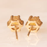 Orecchini punto luce vintage in oro giallo 9K con quarzi citrini (0.40ct ca.), anni ‘70