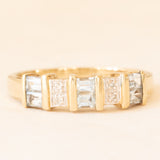 Veretta vintage in oro giallo e bianco 9K con acquamarine (0.32ctw ca.) e diamanti, anno 2001